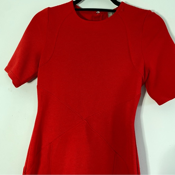 ASOS Red Seamed Structure Rib Bodycon Dress 6 - Picture 10 of 11
